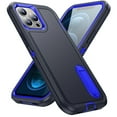 thumbnail image 1 of for iPhone 12 Pro Max Case Kickstand Durable 3-Layer Military Grade Protective Cover Hybrid Silicone Heavy Duty Rugged Shockproof Screen Lip Raised Protection for iPhone 12 Pro Max,
Darkblue+Royalblue, 1 of 8