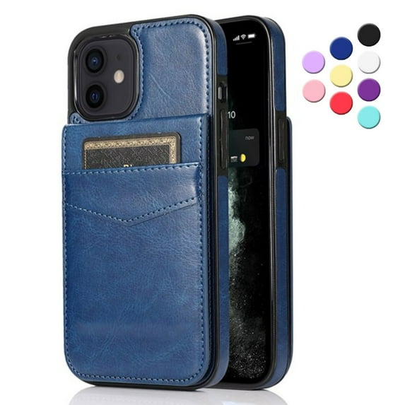 iPhone 12 Pro Max Case, Leather Wallet Case iPhone 12 Pro Max 6.7", PU Leather Case, Built in Stand Wallet Credit Card Holder Case 5 Card Slots Case For Apple iPhone 12 Pro Max, Blue