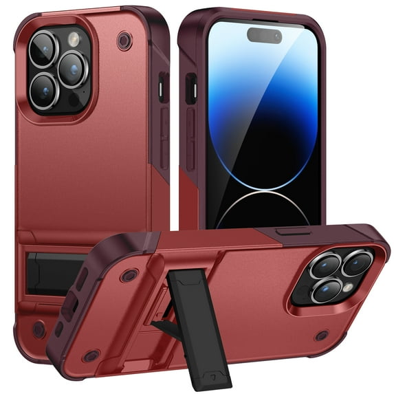 for iPhone 12 Pro Max Case, Luxury Anti-falling Shockproof Hybrid Military Grade Cover W / Built-in Kickstand | Ultimate Drop Protection for iPhone 12 Pro Max, Red