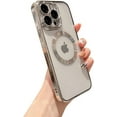 thumbnail image 1 of for iPhone 12 Pro Max Case Magnetic Clear with Camera Lens Protector Full Protection MagSafe Electroplated Silicone Dust-Proof Net Shockproof Protective Case Cover 6.7 Inch - Silver, 1 of 12