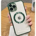 thumbnail image 1 of For iPhone 12 Pro Max Case Magnetic Compatible with MagSafe Built-in Camera Lens Protector Elegant Protection Clear Case for iPhone 12 Pro Max 6.7 Inches - Green, 1 of 12