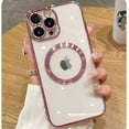 thumbnail image 1 of For iPhone 12 Pro Max Case Magnetic Compatible with MagSafe Built-in Camera Lens Protector Elegant Protection Clear Case for iPhone 12 Pro Max 6.7 Inches - Pink, 1 of 11