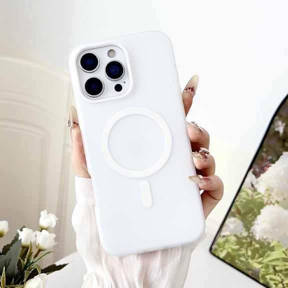 for iPhone 12 Pro Max Case, Magnetic Compatible with Magsafe Charger Phone Case, Thin Slim Wireless Charging Matte TPU Soft Rubber Gel Shockproof Protective Cover for Women Men, White