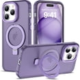 thumbnail image 1 of for iPhone 12 Pro Max Case with Magnetic Invisible Ring Stand [Compatible with Magsafe] [Military Grade Drop Protection] Shockproof Translucent Matte Slim Phone Case for Women Men, Purple, 1 of 7