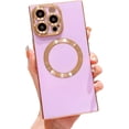 thumbnail image 1 of iPhone 12 Pro Max Case Magnetic for Women Men [Compatible with MagSafe] with Camera Lens Protection,Cute Slim Luxury Plating Soft TPU Reinforced Corners Cover Case,Light Purple, 1 of 16