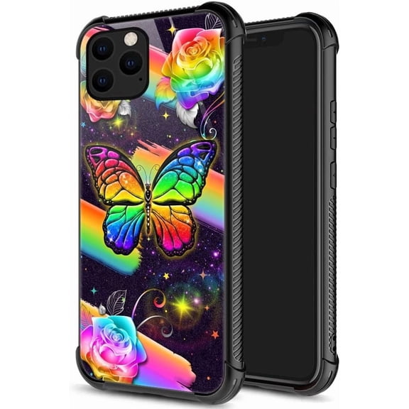 for iPhone 12 Pro Max Case, Military-Grade Protection, All-Around Shockproof Corners, Anti-Scratch Phone Case for iPhone 12 Pro Max - Rainbow Butterfly