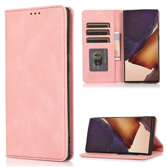 for iPhone 12 Pro Max Case, PU Leather Case, Vintage Wallet Case Book Folding Flip Case with Kickstand Card Holders Slots Magnetic Closure Protective Cover for iPhone 12 Pro Max, Rosegold