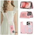 thumbnail image 1 of for iPhone 12 Pro Max Case with RFID Blocking Card Holder and Strap for Women,Crossbody Lanyard,Kickstand Ring Stand Holder,Snap Clasp,Cute Phone Wallet Case For iPhone 12 Pro Max, Pink, 1 of 9