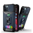 thumbnail image 1 of iPhone 12 Pro Max Case with Ring Magnetic Car Mount Kickstand, Allytech Slide Lens Camera Cover Drop Proof Protective Back [1 Card Slot] Hard PC & TPU Case for iPhone 12 Pro Max 6.7", Navy, 1 of 6