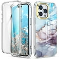 thumbnail image 1 of iPhone 12 Pro Max Case with Screen Protector, [Wireless Charging] Shockproof Drop Proof Dual Layer Rugged Hybid Cover with TPU Impact Resistant for Apple iPhone 12 Pro Max, Blue-Purple Marble, 1 of 9