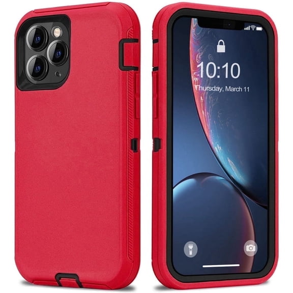 iPhone 12 Pro Max Case Shockproof Dust/Drop Proof 3 in 1 Full Body Rugged Heavy Duty Durable Cover Red