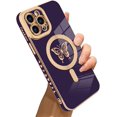 thumbnail image 1 of for iPhone 12 Pro Max Case [Support for Magsafe] Butterfly Pattern Magnetic Plating Electroplate Luxury Elegant Case Camera Protector Soft Shockproof Protective Corner Back Cover -Purple, 1 of 12