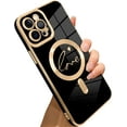thumbnail image 1 of for iPhone 12 Pro Max Case [Support for Magsafe] Graphic Letter Love Pattern Magnetic Plating Screen Protector Luxury Elegant Case Camera Protector Soft Shockproof Corner Back Cover -Black, 1 of 7