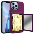 thumbnail image 1 of iPhone 12 Pro Max Case with Tempered Glass Screen Protector, Dteck Wallet Case Credit Card Holder & Hidden Mirror, Heavy Duty Shockproof Protective Case for iPhone 12 Pro Max 6.7 inch,Purple, 1 of 5