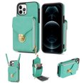thumbnail image 1 of for iPhone 12 Pro Max Case Wallet with Shoulder Strap for Women - Crossbody Lanyard,Zipper Pocket,Credit Card Holder,Shockproof - Metal Buckle Closure Premium PU Leather Case, Mint, 1 of 10