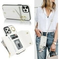 thumbnail image 1 of for iPhone 12 Pro Max Case Wallet with Strap for Women,Crossbody Lanyard and Wristlet Strap,Zipper Pocket,Credit Card Holder,Ring Stand,RFID Blocking Phone Wallet Case(6.7 inch,White), 1 of 18