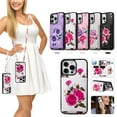 thumbnail image 1 of iPhone 12 Pro Max Case Wallet for Women Girls, Floral Case with Cards Holder & Makeup Mirror Hand Wrist Crossybody Shoulder Strap RFID Blocking Purse Cover Case for Apple iPhone 12 Pro Max,White, 1 of 9