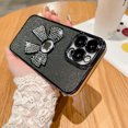 thumbnail image 1 of for iPhone 12 Pro Max Case Women Cute Bowknot Glitter Rhinestone Bling Plating Bumper Luxury Women Girl Phone Case,Shine Diamond Case for iPhone 12 Pro Max Protective Cover,Gradient Black, 1 of 7