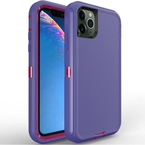 for iPhone 12 Pro Max Case for iPhone 12 Pro Max Case Military Drop Shockproof Heavy Duty Rugged 3 in 1 Protection Cover for iPhone 12 Pro Max Phone Case (Purple+Rose Red)