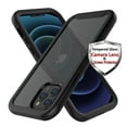 thumbnail image 1 of iPhone 12 Pro Max Case, iPhone 12 Pro Max Tempered Glass Camera Lens & Screen Protector, Tekcoo Full Body Sturdy Grip Plastic TPU Slim Transparent Phone Protective Hard Cases - Black, 1 of 9