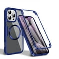 thumbnail image 1 of for iPhone 12 Pro Max Clear Case with Built-in Screen Protector Film, Compatible with Mag-Safe, Military-Grade Protection Yellowing Resistant, Slim Shockproof Magnetic Full Body Phone Case, Blue, 1 of 9