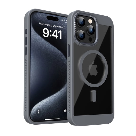 for iPhone 12 Pro Max Clear Case with Magnetic Ring, Mesh Breathable Heat Dissipation Hole Slim Phone Case, Military Grade Protection Non-Yellowing Transparent Cover for iPhone 12 Pro Max, Gray