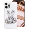 thumbnail image 1 of for iPhone 12 Pro Max Clear Case for Women, Glitter Shiny Crystal Diamond Rabbit Bunny Cover Shell Fashion Luxury Case with TPU Slim Transparent Protective Bling Girly Rhinestone Case White, 1 of 10