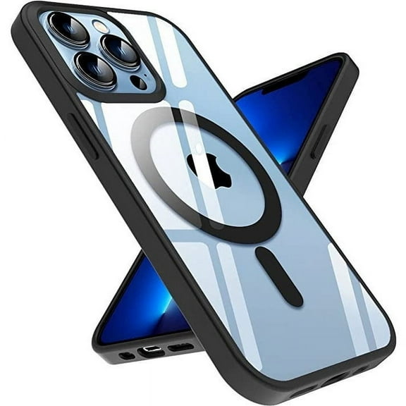 iPhone 12 Pro Max Clear Magnetic Case Compatible with Magnetic Acessories, Slim fit Shockproof Protective Phone Case for iPhone 12 Pro Max 6.7 Inch, Black