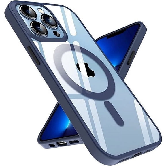 Entronix Magnetic Clear Case For iPhone 12 Pro Max, Crystal Clear Bumper Cover, Navy