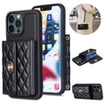 thumbnail image 1 of for iPhone 12 Pro Max Crossbody Wallet Case, Elegant Premium PU Leather Shoulder Strap Lanyard Cover with Metal Lock Button Card Slots Soft Silicone Shockproof Case,Black, 1 of 5
