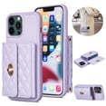 thumbnail image 1 of for iPhone 12 Pro Max Crossbody Wallet Case, Elegant Premium PU Leather Shoulder Strap Lanyard Cover with Metal Lock Button Card Slots Soft Silicone Shockproof Case,Lightpurple, 1 of 5