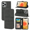 thumbnail image 1 of For iPhone 12 Pro Max Flip Case, Premium PU Leather Folio Flip with Design Card Slots Wrist Strap Shockproof Kickstand Magnetic Protective Girls Cover For iPhone 12 Pro Max, Black, 1 of 10