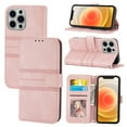 thumbnail image 1 of For iPhone 12 Pro Max Flip Case, Premium PU Leather Folio Flip with Design Card Slots Wrist Strap Shockproof Kickstand Magnetic Protective Girls Cover For iPhone 12 Pro Max, Pink, 1 of 10