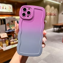 for iPhone 12 Pro Max Gradient Wavy Case, Cute Wave Frame Design Dual Colors Soft Silicone Rubber Shockproof Flexible TPU Phone Cover for iPhone 12 Pro Max 6.7 inch Girls Women, Purple/Gray