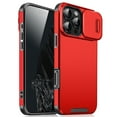 thumbnail image 1 of for iPhone 12 Pro Max Heavy Duty Case with Camera Sliding Cover, Support Wireless Charging Hybrid TPU & PC Smoothly Anti-Fingerprint Slim Case Compatible with iPhone 12 Pro Max, Red, 1 of 9