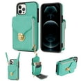 thumbnail image 1 of iPhone 12 Pro Max Luxury Leather Case with Card Holder for Women Phone Case Wallet with Strap Credit Card Slots Crossbody Strap with Kickstand Zipper Shockproof Case For iPhone 12 Pro Max,Mint, 1 of 10