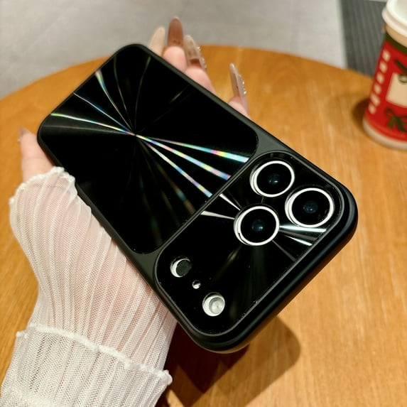 for iPhone 12 Pro Max Magnetic Case, 17 Pro Max Style Look Laser Design, Hard PC Ultra Slim Shockproof Protective Anti-Scratch Smooth Back Cover, Compatible with Wireless Charging, Black