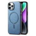 thumbnail image 1 of for iPhone 12 Pro Max Magnetic Case, Luxury PU Leather Skin-Feel Back Protective Phone Cover Compatible with Mag-Safe Support Car Mount Holder for iPhone 12 Pro Max, Blue, 1 of 9