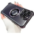 thumbnail image 1 of for iPhone 12 Pro Max Magnetic Transparent Case,Luxury Bling Four Corners Shockproof Military-Grade Protection with Camera Lens Protector MagSafe Clear Plating Cover for Women Men-Purple, 1 of 13