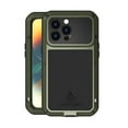thumbnail image 1 of for iPhone 12 Pro Max Metal + Silicone Case, Heavy Duty Shockproof Rugged Case with Built-in Glass Screen Protector, 360 Full Body Protective Tough Phone Cover for iPhone 12 Pro Max, Green, 1 of 10