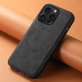 thumbnail image 1 of for iPhone 12 Pro Max PU Leather Case Compatible with Mag-Safe, Slim Vintage Luxury PU Non-Slip Grip Shockproof Bumper Protective Cover Magnetic Phone Case for iPhone 12 Pro Max, Black, 1 of 5