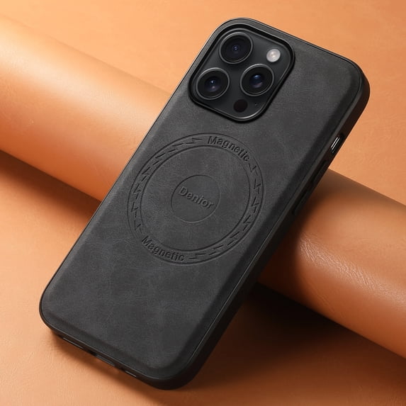for iPhone 12 Pro Max PU Leather Case Compatible with Mag-Safe, Slim Vintage Luxury PU Non-Slip Grip Shockproof Bumper Protective Cover Magnetic Phone Case for iPhone 12 Pro Max, Black