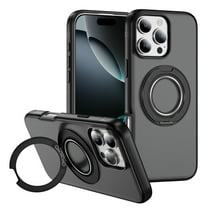 For iPhone 12 Pro Max Phone Case,Built-in 360° Rotatable Ring Kickstand,Matte Frosted Translucent Back Design,Compatible with Mag-Safe,Shockproof Anti-Scratch Protection Phone Case,Black