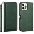 thumbnail image 1 of iPhone 12 Pro Max Phone Case, Full Protection Kickstand Wallet Compartments Multi-Function for iPhone 12 Pro Max Phone Case Green, 1 of 5
