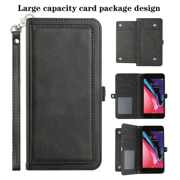 iPhone 12 Pro Max Phone Case, Strong Protective Kickstand Wallet Compartments Multi-Function for iPhone 12 Pro Max Phone Case Black