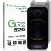 iPhone 12 Pro Max Screen Protector 2 Pack, amFilm Tempered Glass Privacy Film for Apple iPhone 12 Pro Max 6.7"