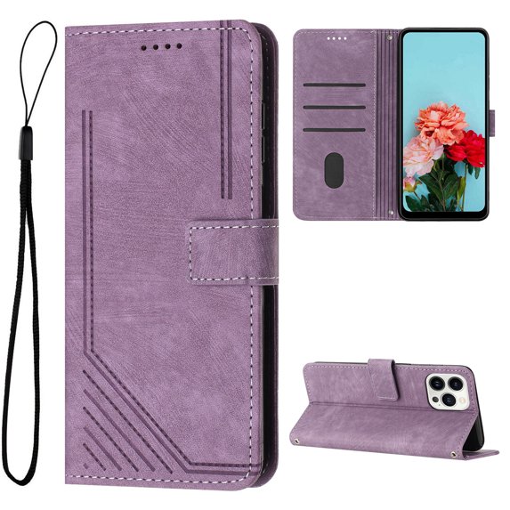 for iPhone 12 Pro Max Wallet Case, Classic PU Leather Shockproof Folio Flip Stand Magnetic Closure Money Pocket Simple Business Purse Card Slots Case Cover for iPhone 12 Pro Max, Purple