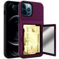 thumbnail image 1 of iPhone 12 Pro Max Wallet Case - Dteck Card Holder Cover with Hidden Mirror Dual Layer Shockproof Heavy Duty Protection All-Round Armor Protective Case for iPhone 12 Pro Max, Deep Purple, 1 of 6