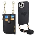 thumbnail image 1 of For iPhone 12 Pro Max Wallet Case with Love Pattern - Crossbody Design with Adjustable Shoulder Strap, Secure Zipper Purse, Easy-Access Zipper Card Slot Phone Cover for iPhone 12 Pro Max, Black, 1 of 11