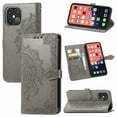 thumbnail image 1 of iPhone 12 Pro Max Wallet Case, Mandala Premium PU Leather Flip Stand Protective Cover with Card Slots Secure Magnetic for Apple iPhone 12 Pro Max 6.7", Gray, 1 of 6
